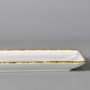 P&T ROYAL WARE  Hot Sale New Design Smooth Grazed Table Top Rectangle Ceramic Restaurant Hotel Banquet Plates Dinner Plate