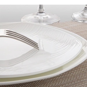 P&T Royal ware white Square dinner plate bone china dinner plate & fork