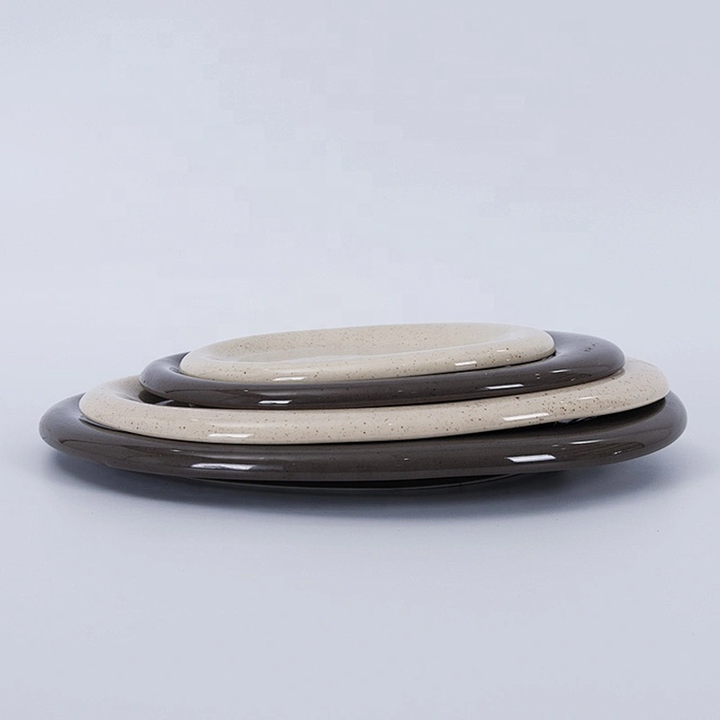 round vintage dinning catering restaurant ceramic plate set for steak meat