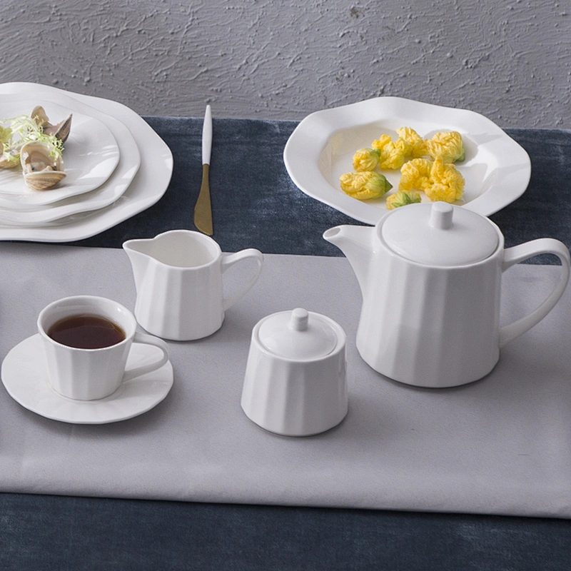 wholesale custom white bone china ceramic teapot with cup