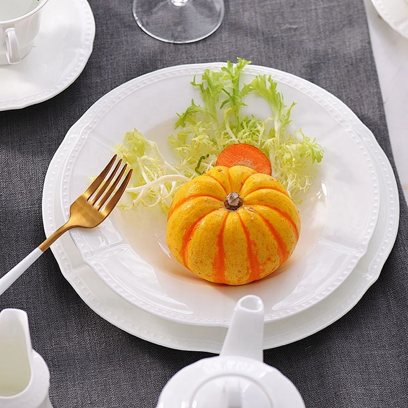 Luxury White Bone China Restaurant 9.25 Inch Soup Ceramic Plate