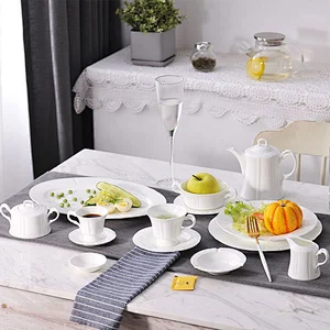 Wholesale White Embossed Flat Restaurant Ceramic Oval Plate