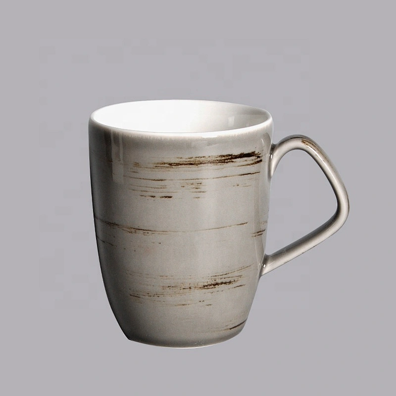 wholesale custom logo hotel fine grey glaze ceramic porcelain tea coffee mug