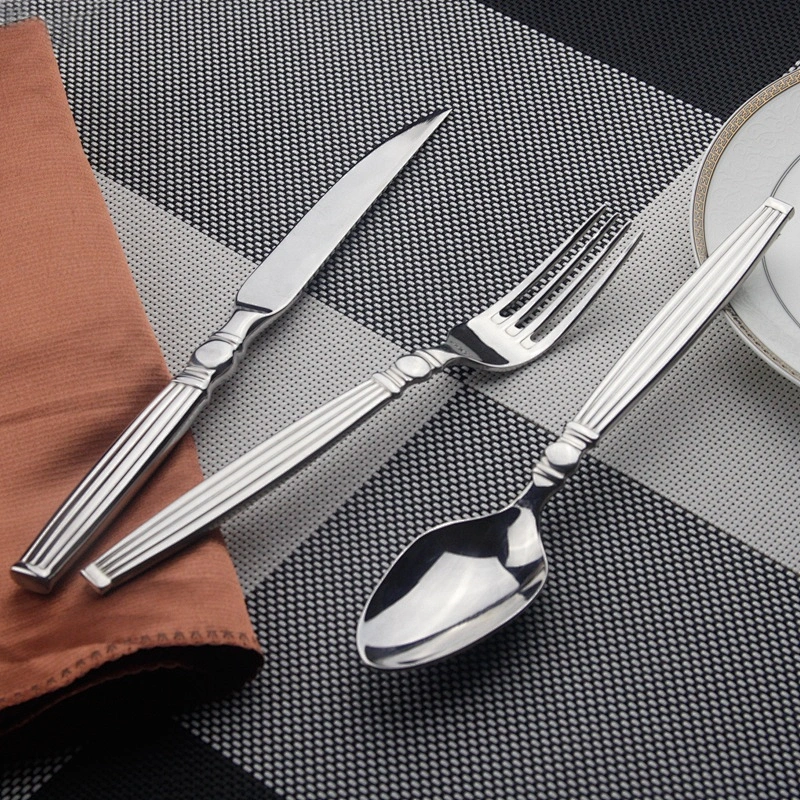 High Grade Stainless Steel Cutlery Custom Logo 304 Stainless Steel Spoons Forks Knives Flatware Set Couverts Set for Hotel