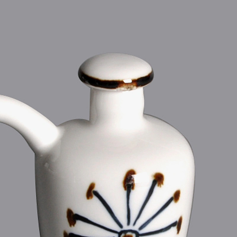 wholesale japanese style white blue ceramic porcelain soy sauce vinegar pot with lid
