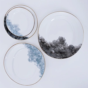 chaozhou manufacturer wholesale wide edge restaurant porcelain ceramic dinner plate