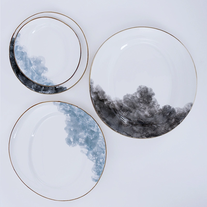 chaozhou manufacturer wholesale wide edge restaurant porcelain ceramic dinner plate