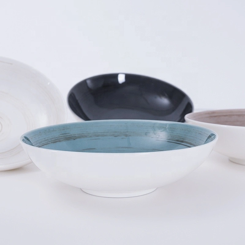 bulk wholesale glazed round deep porcelain ceramic restaurant soup plate