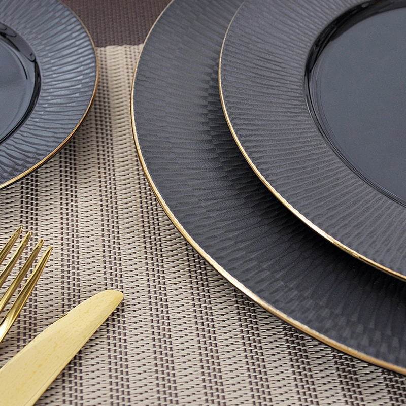 Top Choice Event Black Dinner Set , Ceramic Dinner Plates P&T Porcelain