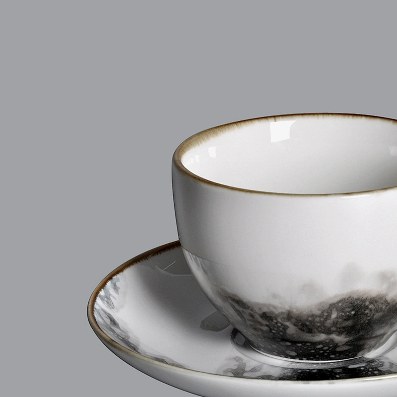 P&T Royal Ware factory wholesale custom restaurant glazed european ceramic tea coffee cup and saucer set porcelain