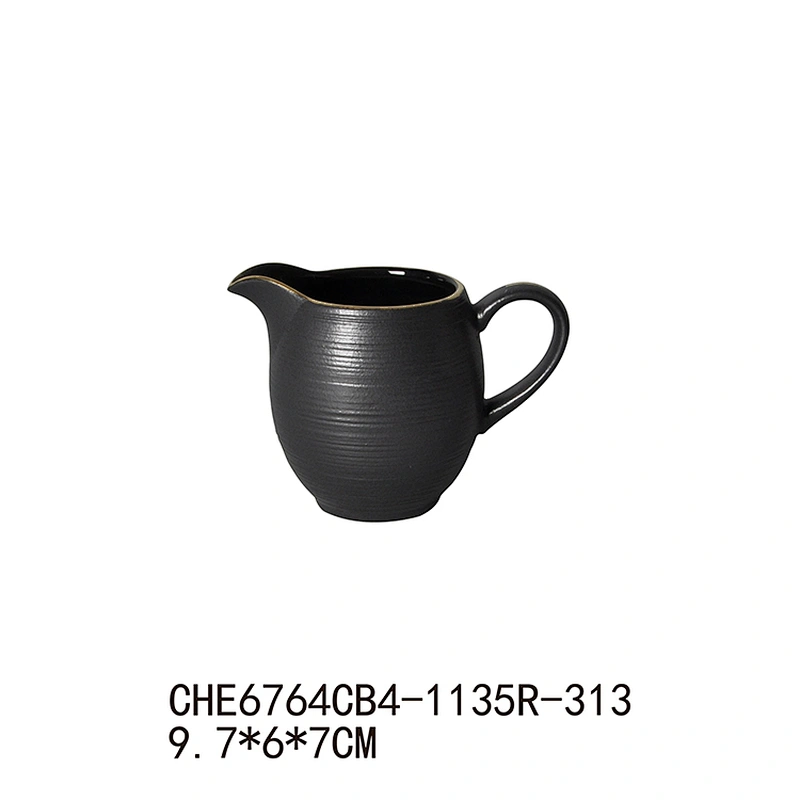 Black Unique Porcelain Milk Jug with Gold Line