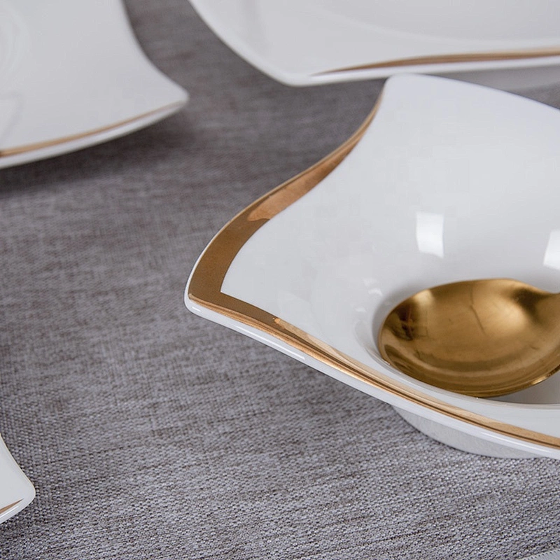 P&T Royal Ware Luxury Tableware Banquet Wedding Crockery Gold Rim Dinner Plate for Hotel