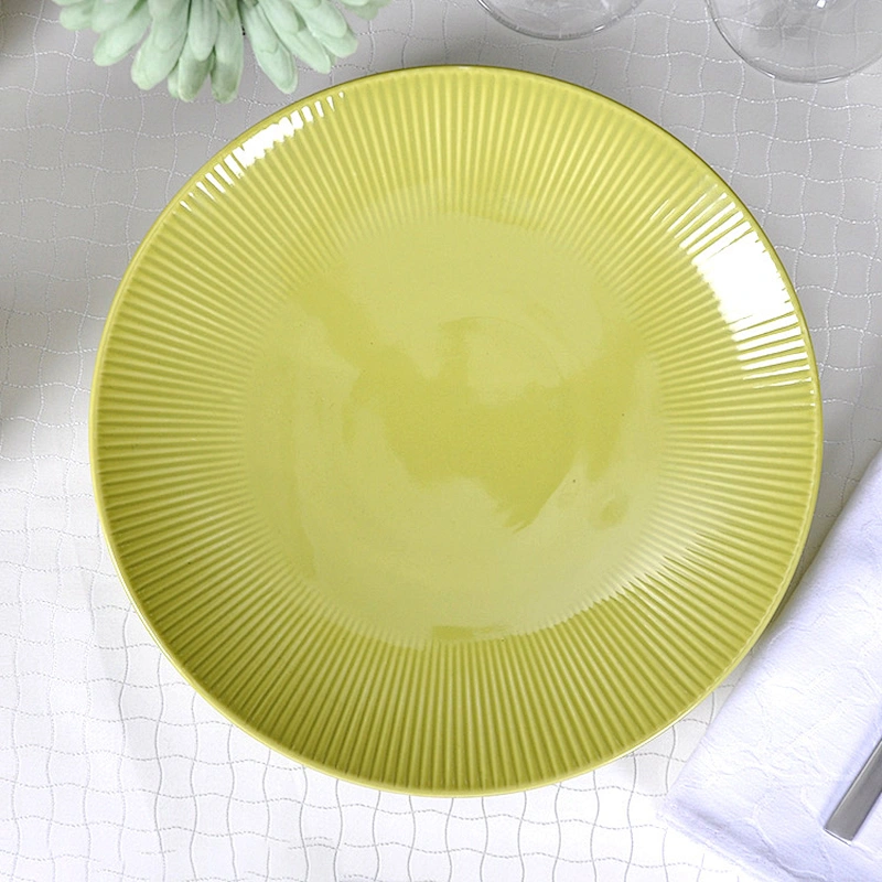 Microwave Oven Safety Fruit Plates Dinnerware Porcelain Green Wholesale Salad Plate Ecofriendly Porcelain Restaurant Plates