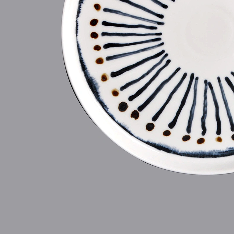 Wholesale manufacturer Straight Sided Glazed round Nordic white blue porcelain ceramic meat steak dinner plate