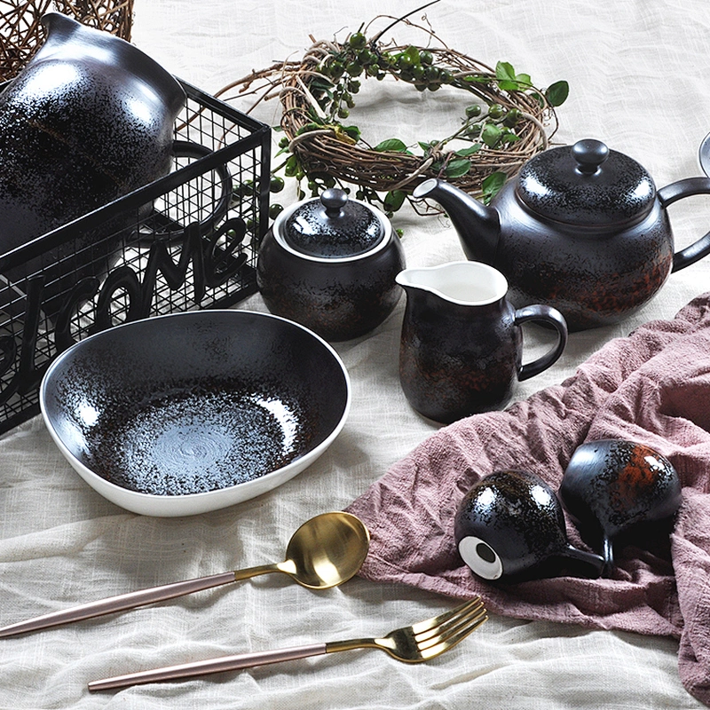 wholesale porcelain restaurant matte rust glazed dinner chafing dishes plates ceramic
