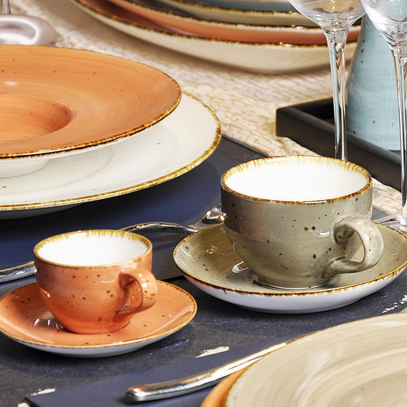 P&T Royal Ware Customized Hot Sale New Design Coffee Cups Set Hotel Restaurant Cafe Banquet Coffee Cups Set Cup and Saucer