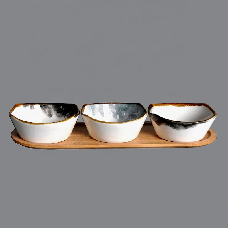 porcelain small catering serving ceramic snack appetizer fruit dessert sauce bowl with wooden tray