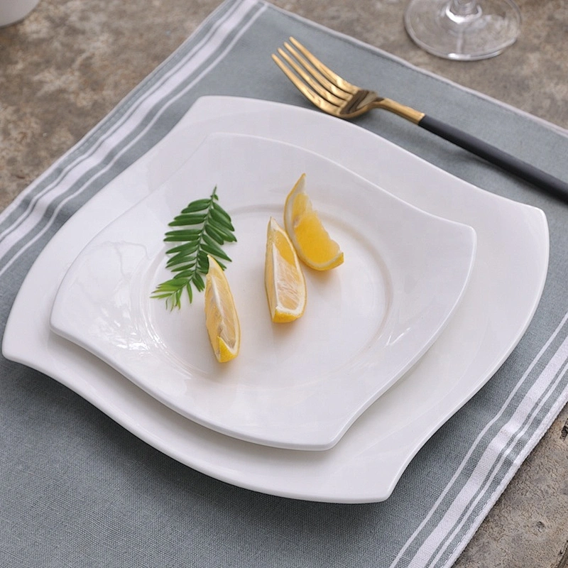 factory wholesale quality modern white square bone china serving fruits salad ceramic fruit plate for hotel used