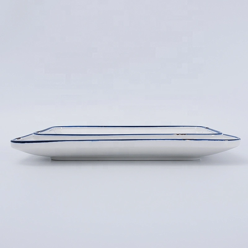 Wholesale Western Porcelain Glazed Restaurant Long Ceramic Dishes Plate