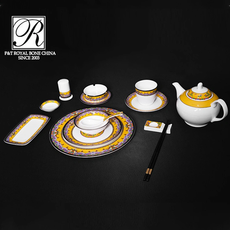factory price for dining set tableware in blue color chinese style decal in plates