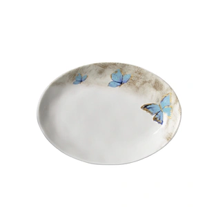 colorful butterfly pattern hotel serving platter restaurant porcelain ceramic oval plate