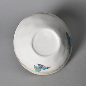 factory elegant white butterfly pattern restaurant ceramic noodle soup salad fruit bowl