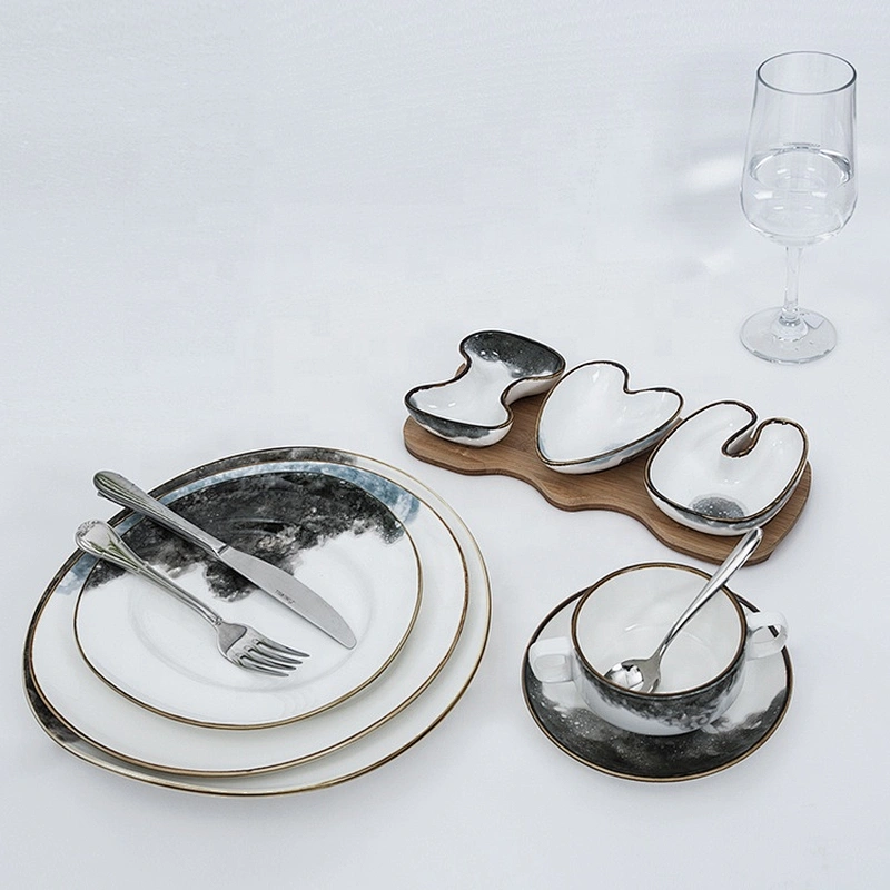 Wholesale Hall Event Restaurant Wedding Dinnerware Sets White Cheap Round Ceramic tableware For Dinner