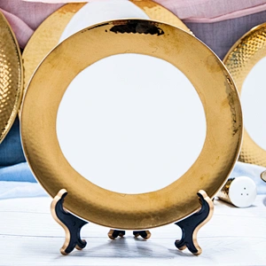 P&T porcelain factory Gold plated plates dishes high quality gold dishes plates