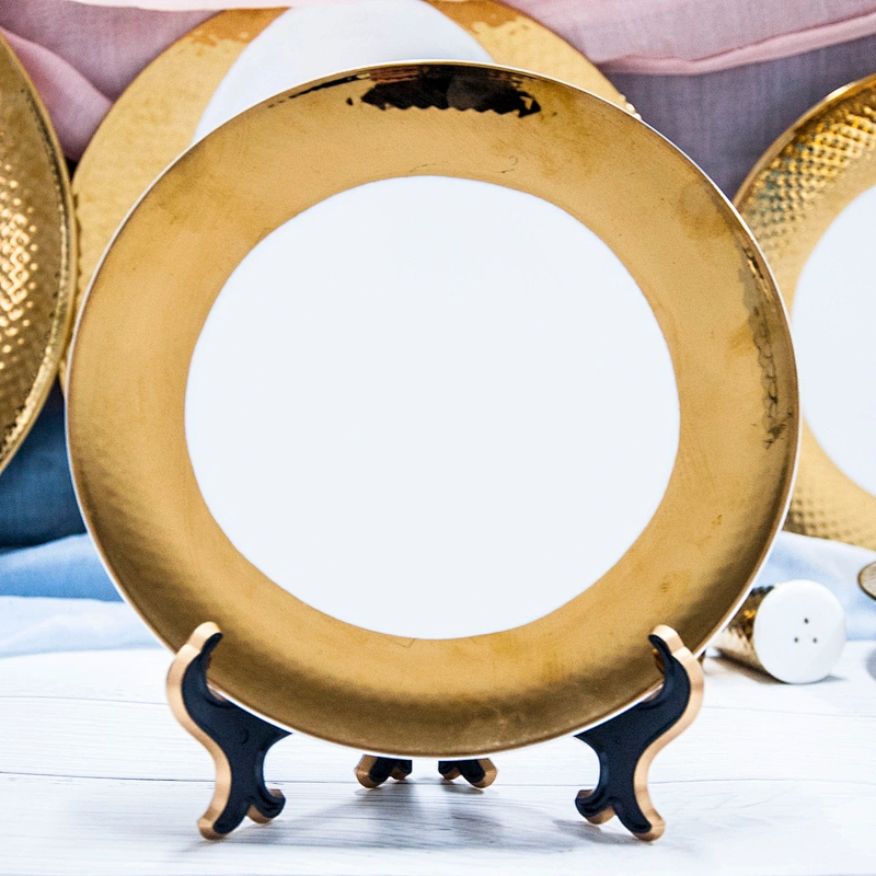 P&T porcelain factory Gold plated plates dishes high quality gold dishes plates