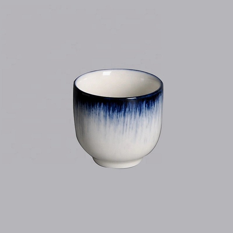 wholesale custom white blue hotel restaurant japanese ceramic tea cups no handle