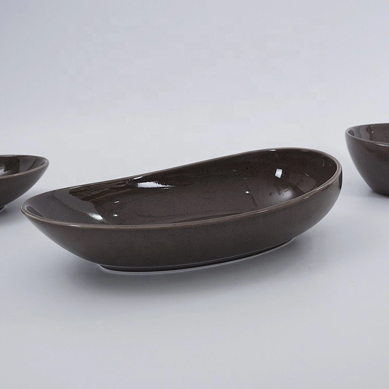 wholesale restaurant hotel crockery dinnerware porcelain oval ceramic deep plate