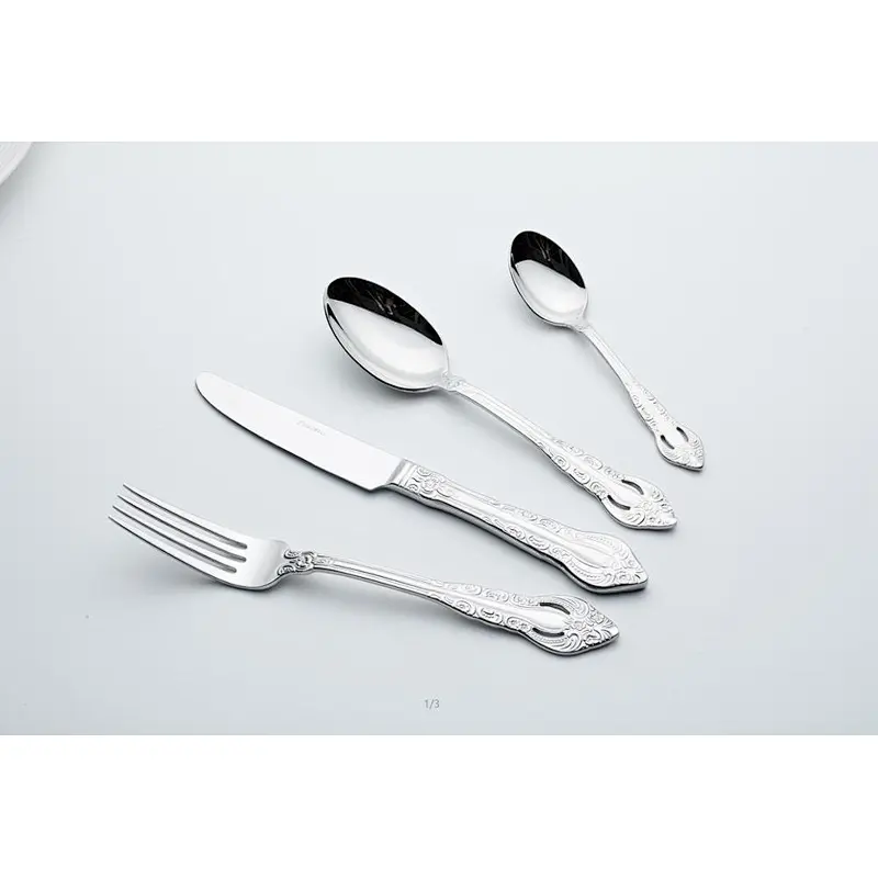 Embossed 18/10 stainless steel cutlery, new high quality spoons, stainless steel flatware for hotels wedding banquet parties