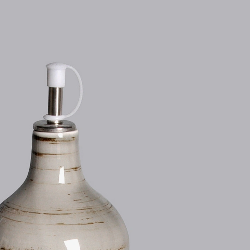 wholesale hotel restaurant kitchenware grey ceramic porcelain oil vinegar bottle with lid
