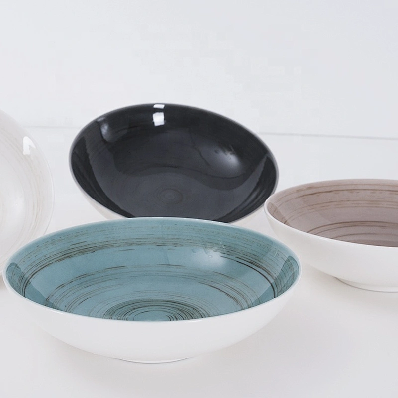 bulk wholesale glazed round deep porcelain ceramic restaurant soup plate