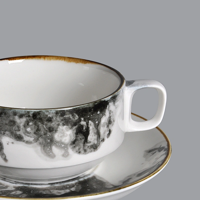 wholesale hotel restaurant new design porcelain soup cup ceramic with two handles