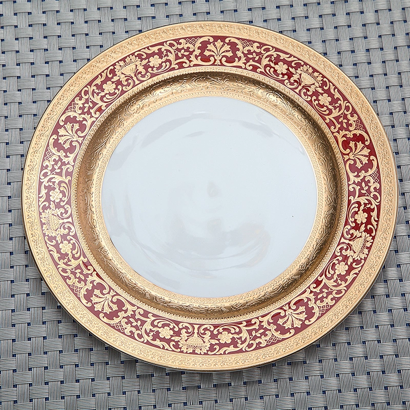 Great quality beautiful tableware oval dish hotel dinnerware Embossed gold red oval nordic ceramic plates porcelain