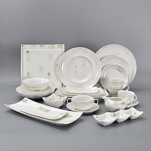 White On-glazed Hotel Restaurant Plates Dinnerware Ceramic Sushi Serving Dishes
