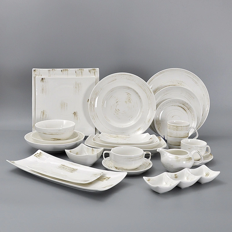 White On-glazed Hotel Restaurant Plates Dinnerware Ceramic Sushi Serving Dishes