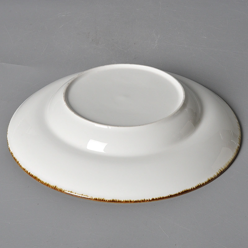 P&T hotel dinnerware unique design round dinner plate porcelain, porcelain soup plate,color glaze porcelain plate