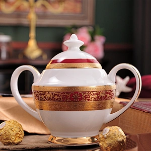 P&T Royal Ware Embossed Golden Decal Coffee Cups Bone China Hotel High Tea Set English Tea Cups Porcelain Hotel Coffee sets