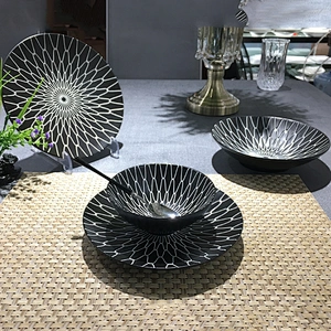 black round porcelain kitchen ceramic dinner plate set dishes dinner plates geometric