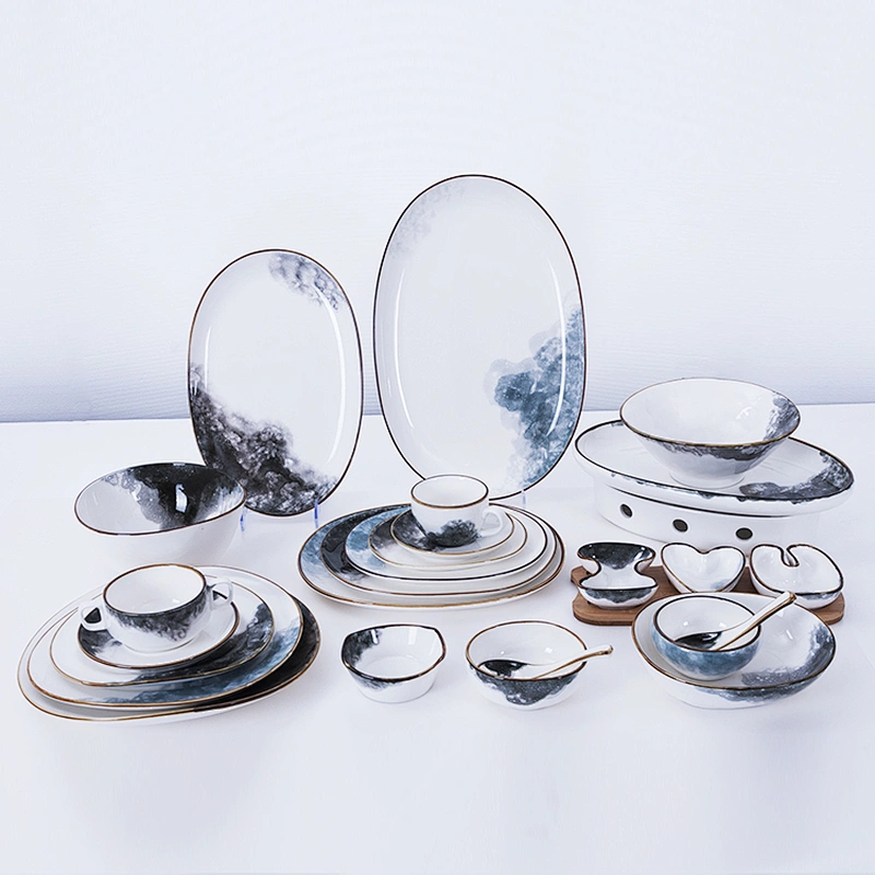 wholesale luxury modern oval hotel restaurant dining food ceramic porcelain serving plate