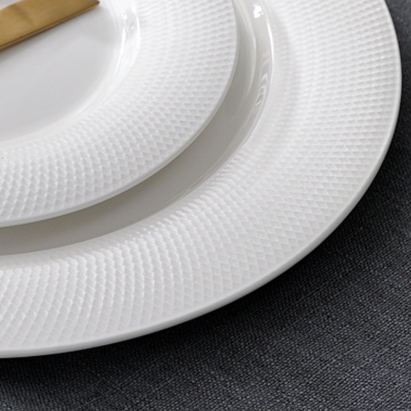 P&T Royal Ware custom modern round white hotel porcelain plate