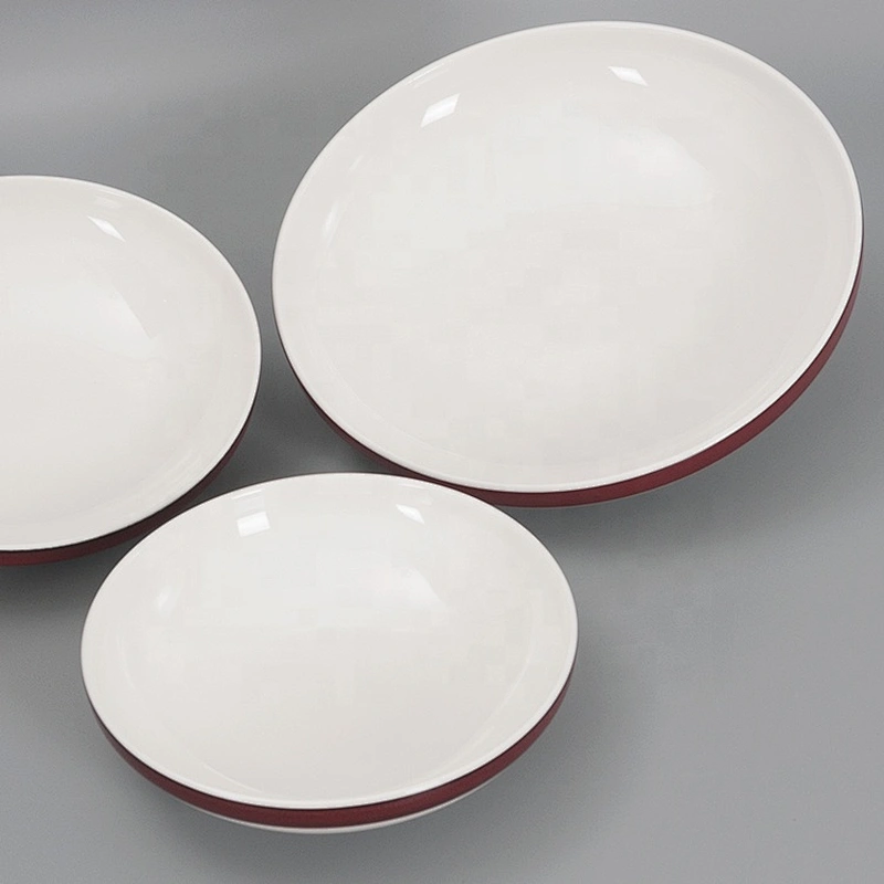 Manufacturer Nordic Round Red Glazed Deep Food Serving Ceramic Mixing Bowl