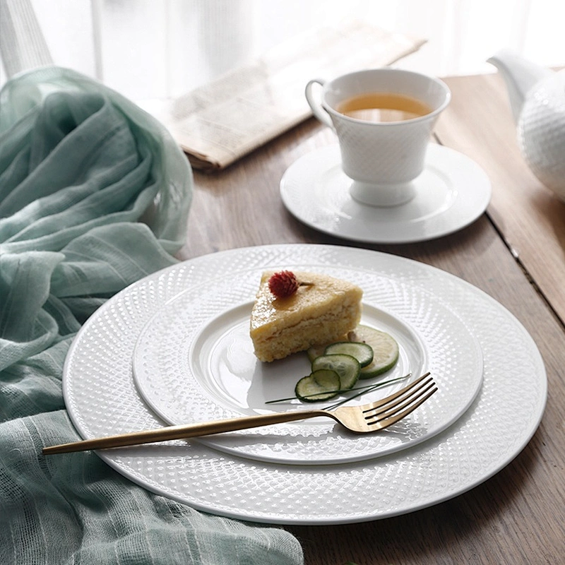 P&T Royal Ware factory wholesale high quality round white hotel restaurant dessert plate ceramic