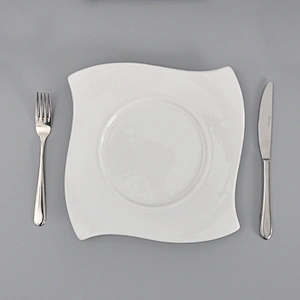 P&T Hotel Ceramic Plates Bone China White Ceramic Dinner Plate 8 Inch Plate,White Porcelain Ceramic plate