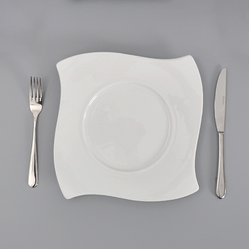 P&T Hotel Ceramic Plates Bone China White Ceramic Dinner Plate 8 Inch Plate,White Porcelain Ceramic plate