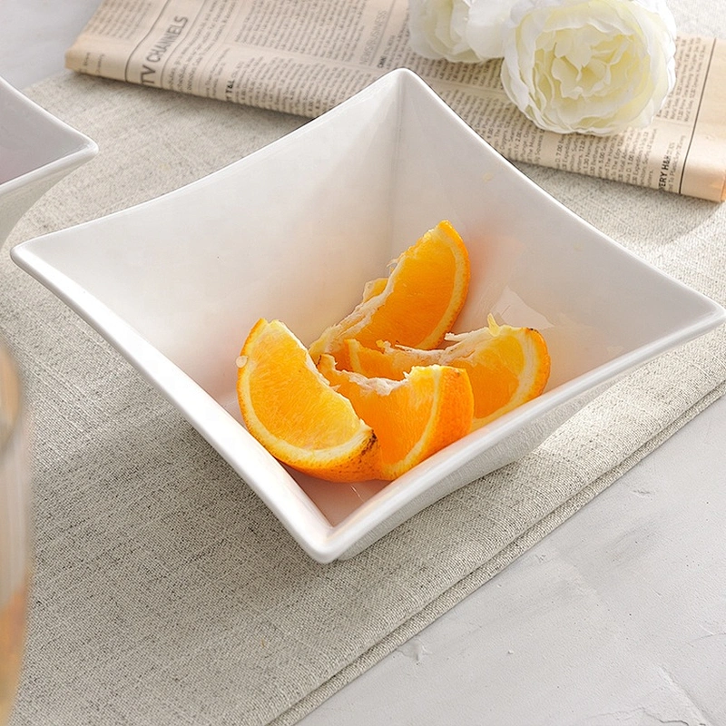 custom restaurant white square porcelain cereal bowl,oatmeal bowl,cornmeal bowl