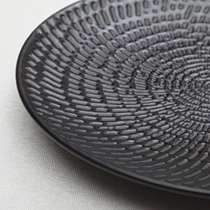 european style black ceramic commercial dinner plates used in restaurant