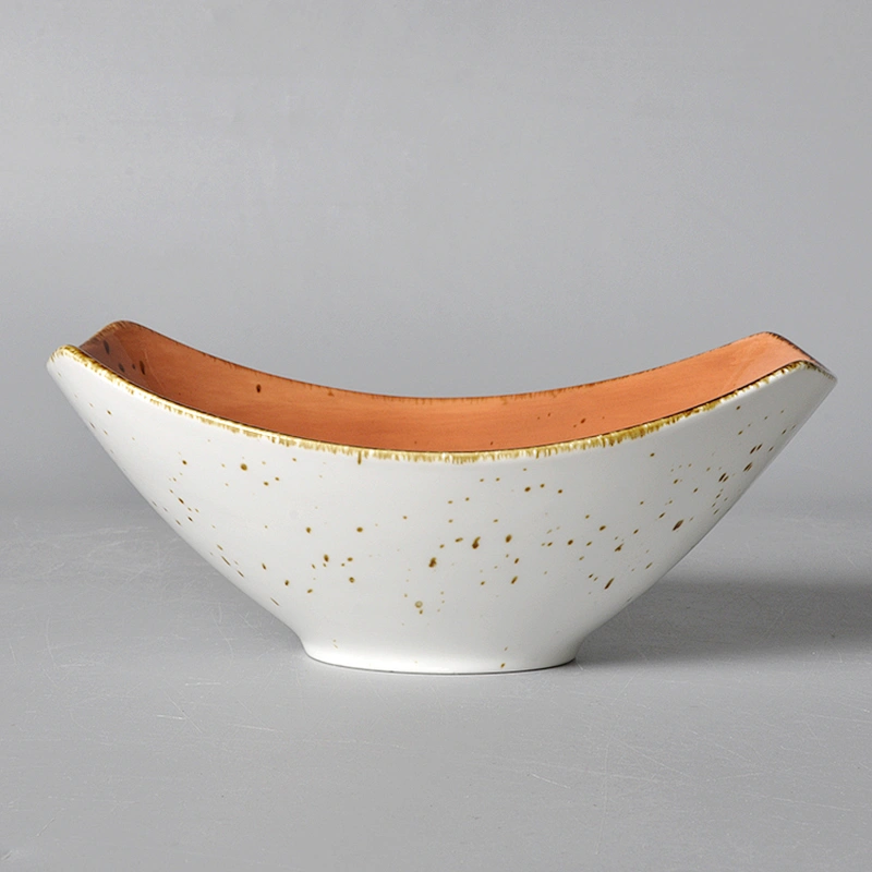Factory direct wholesale hotel Fine porcelain color glaze olive shape bowl,salad ceramic bowl